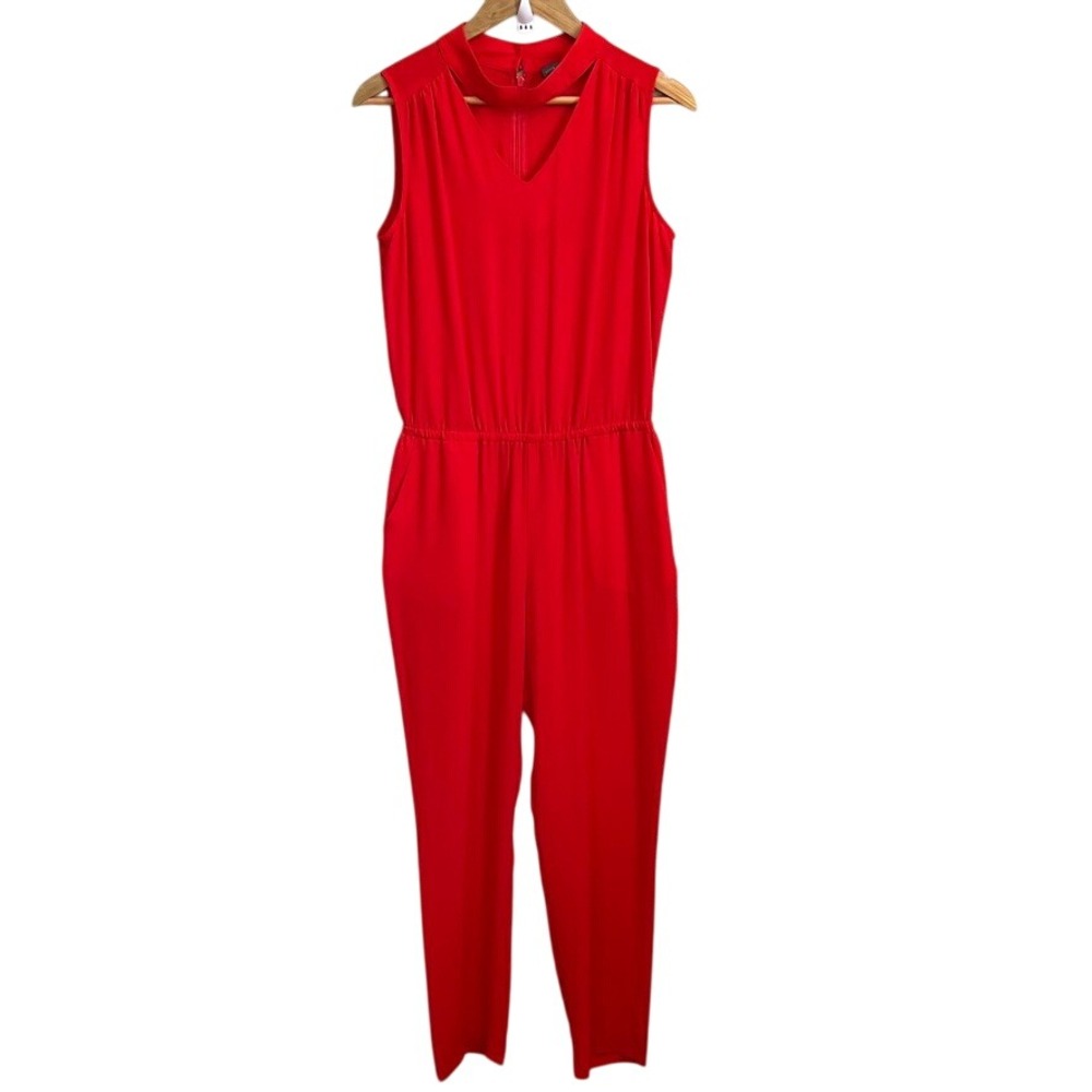 Vince Camuto Jumpsuit XS Red Sleeveless Choker Neckline Party Cocktail Evening